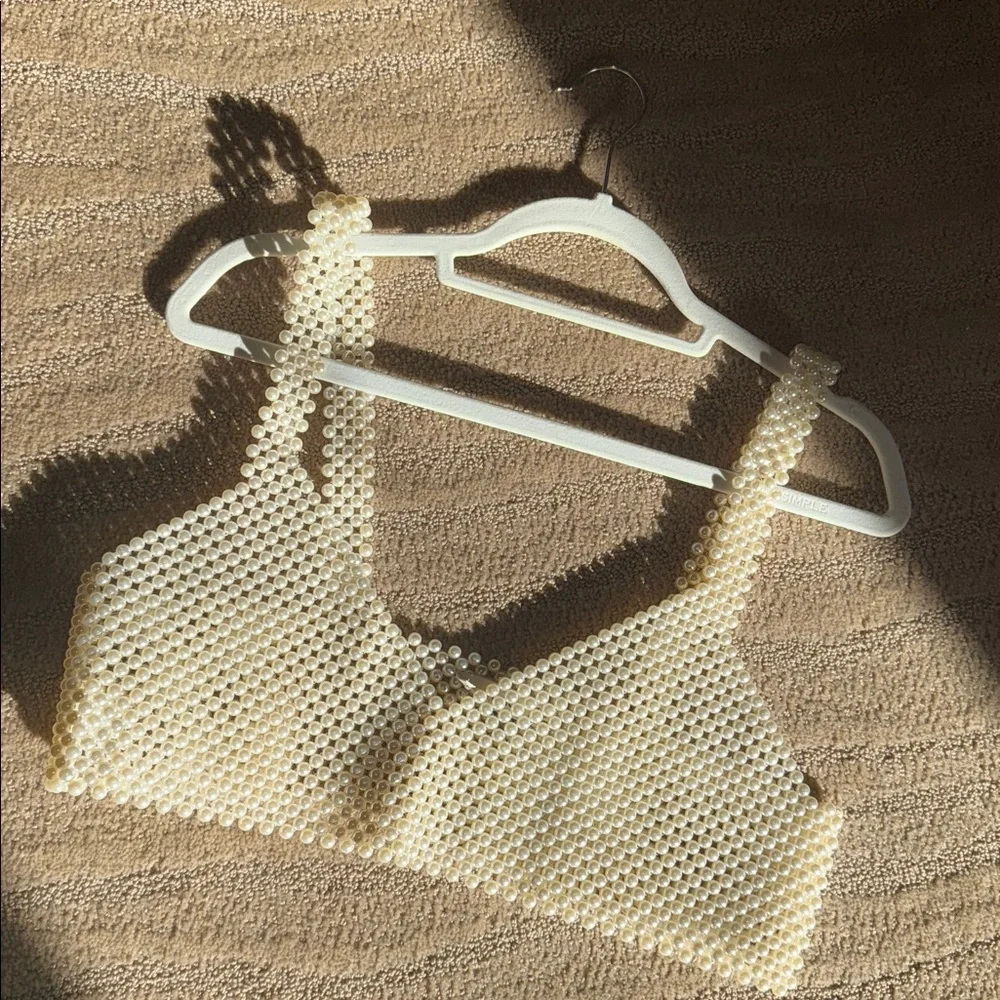 MANGO Beaded Faux Pearl Top - Picture 14 of 17